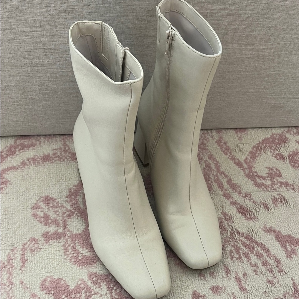 Aqua White Heeled Boots